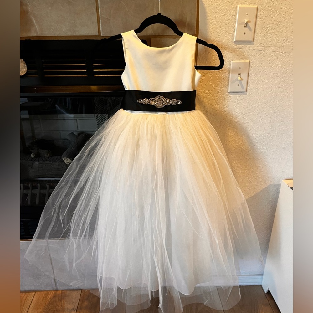 Girls Tulle Dress with removable Black Sash
